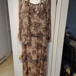 Mother of the Bride Brown Beaded Dress